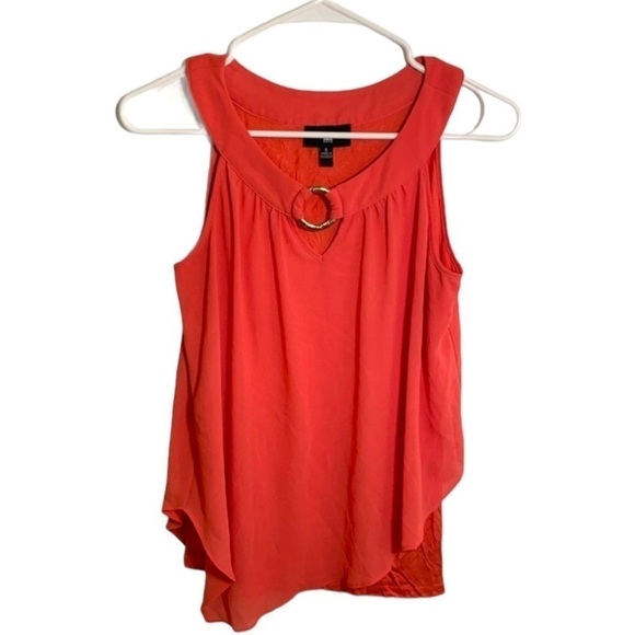 IZ Byer Sleeveless Asymmetrical Blouse Coral - Picture 1 of 11